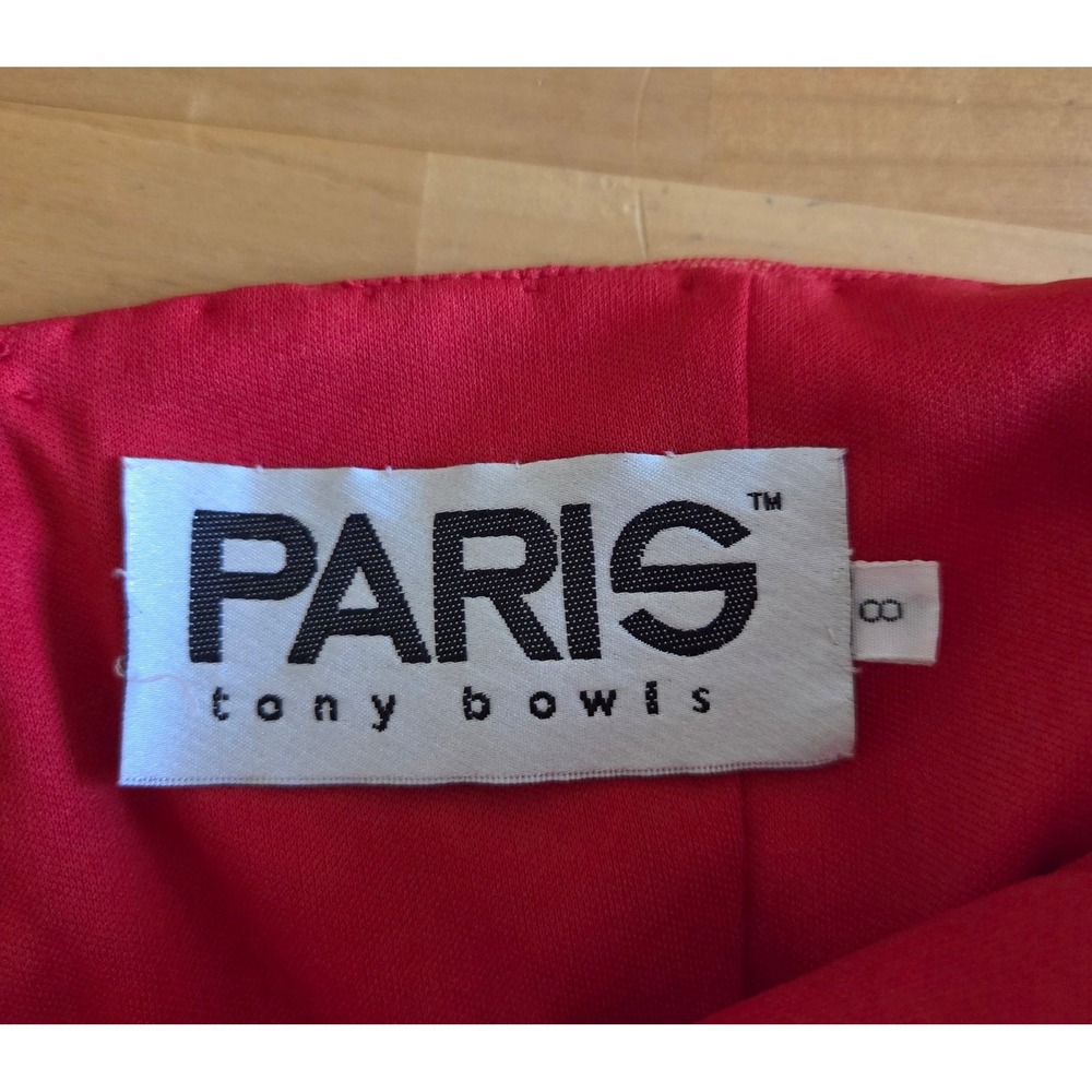 Paris Tony Bowls Red Beaded Halter Keyhole Prom Pageant Formal Gown Dress Size 8
